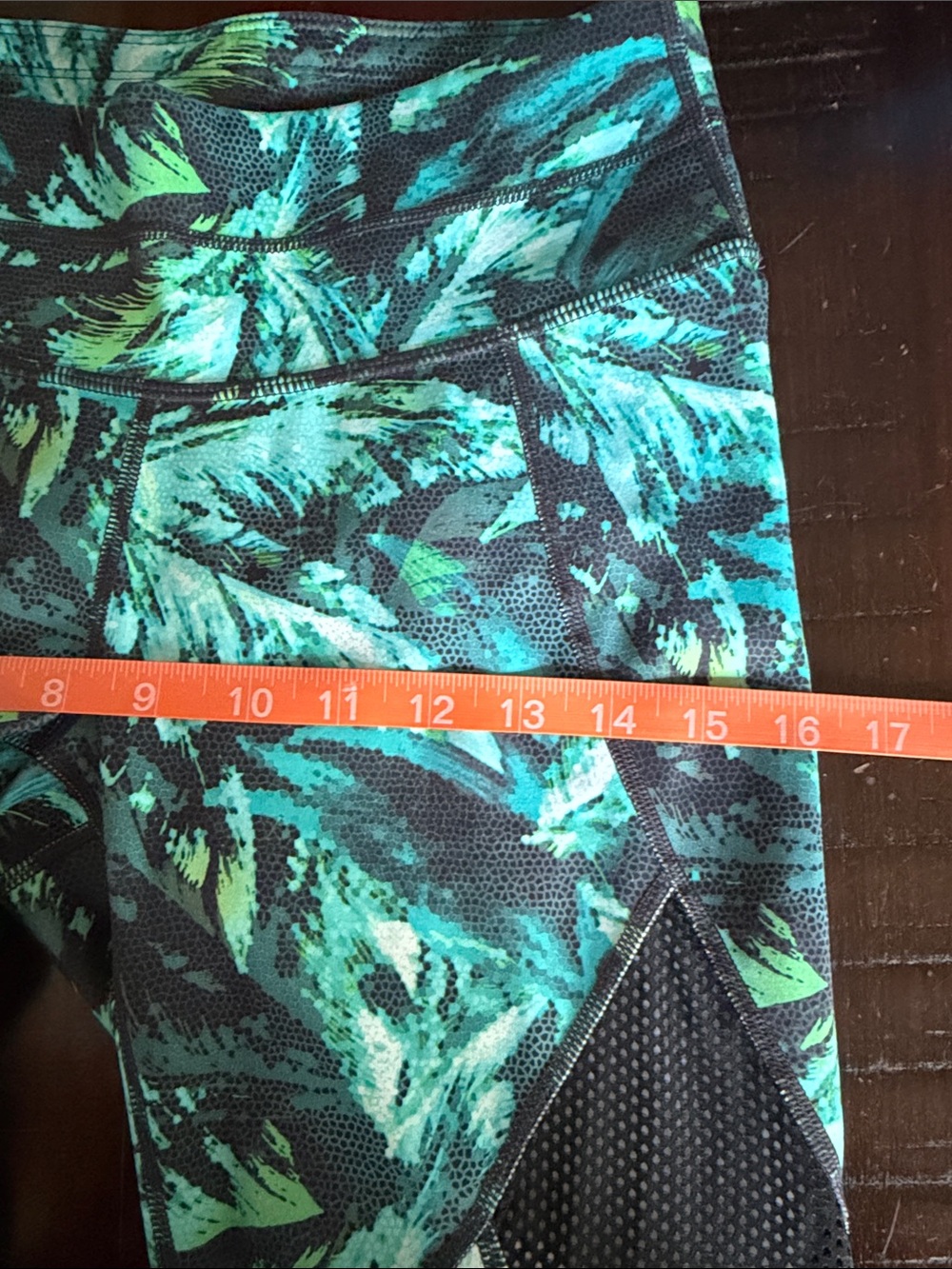 Athleta Black Leggings with Teal & Green Tropical Print - Picture 9 of 10